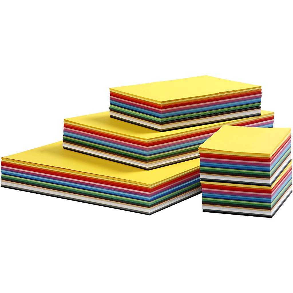 Creotime gekleurd karton, a3,a4,a5,a6, 180 gr, diverse kleuren, 1500 div vellen 1 doos