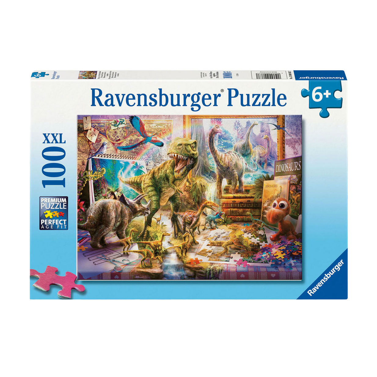 Ravensburger Puzzle XXL Dinosaurier und Spielzeug, 100 Teile.