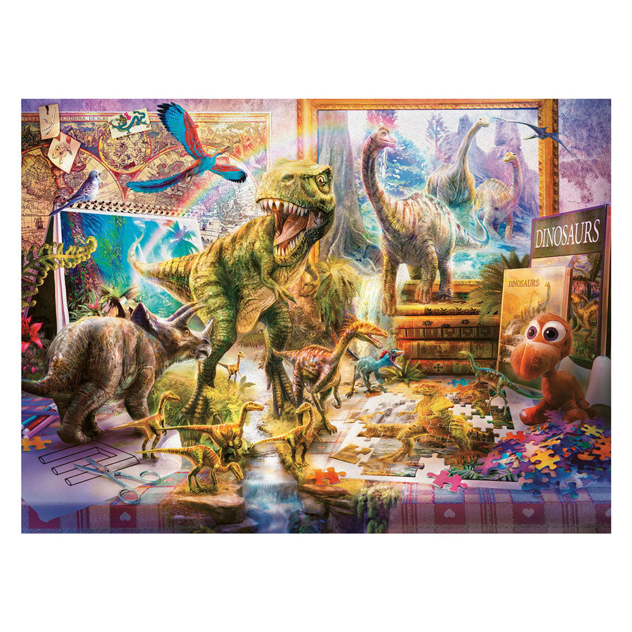 Ravensburger Puzzle XXL Dinosaurier und Spielzeug, 100 Teile.