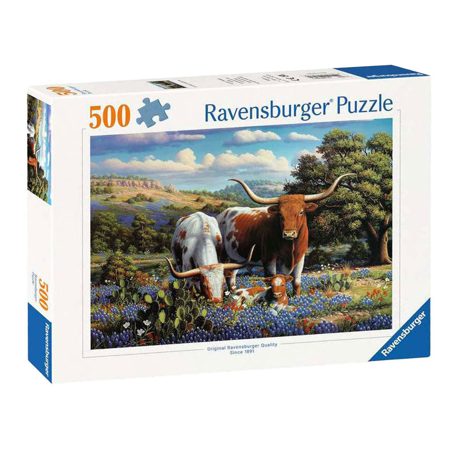 Ravensburger Puzzle „Longhorns liebende Tiere“, 500 Teile.