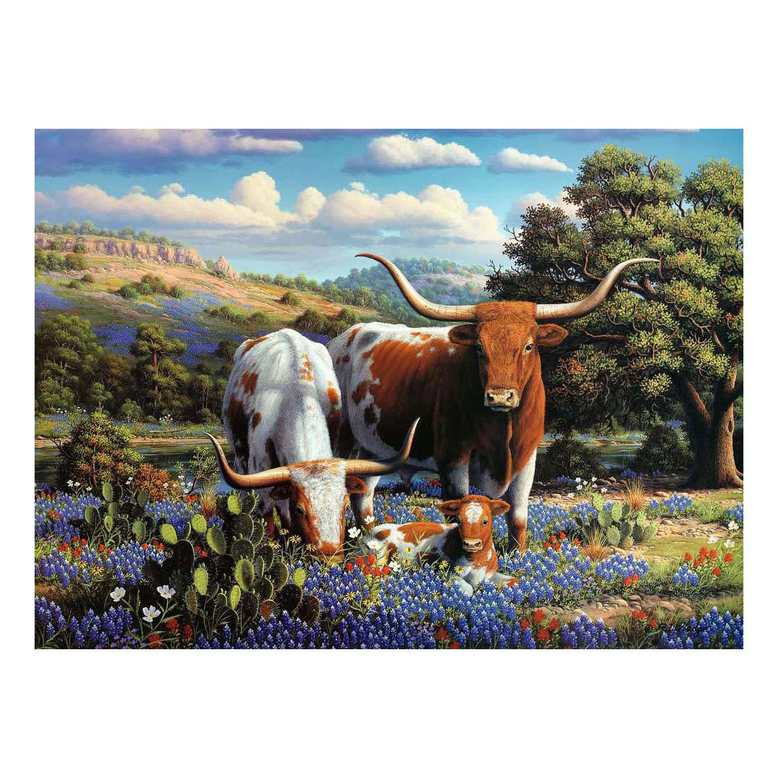 Ravensburger Puzzle „Longhorns liebende Tiere“, 500 Teile.