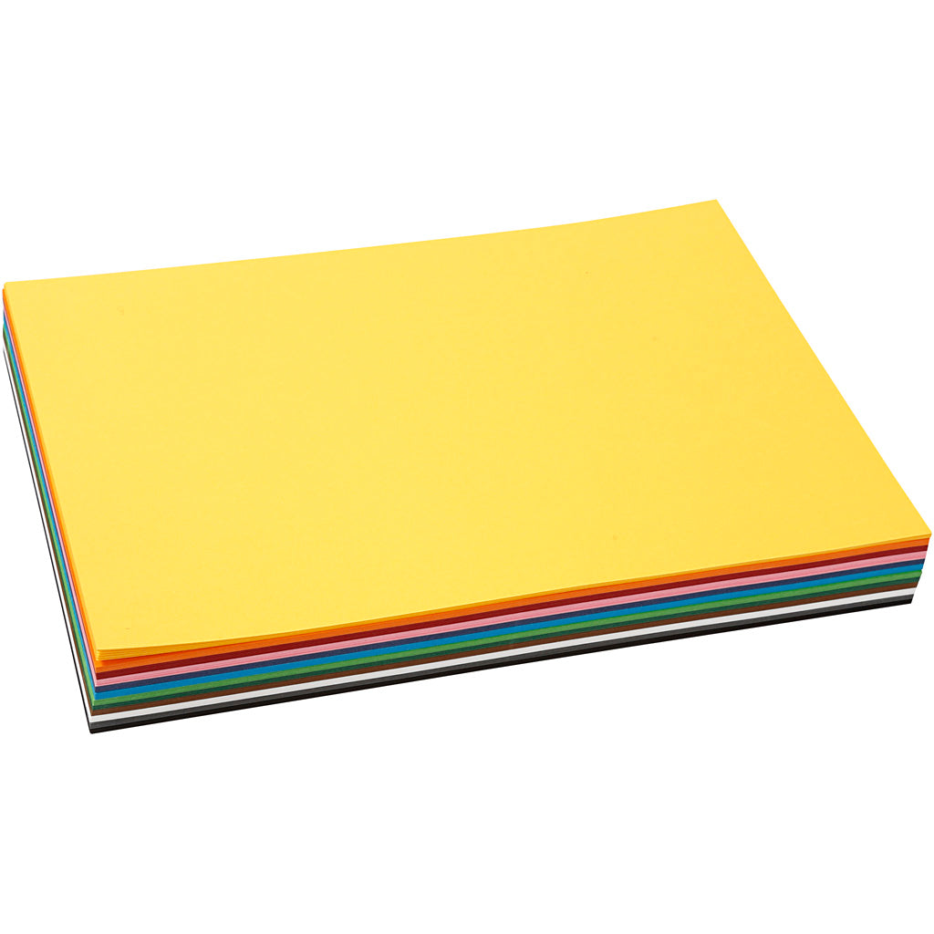 Creativ Company Farbkarton, A4, Blattgröße 210 x 297 mm, 180 g, verschiedene Farben, 12 x 10 Blatt, 1 Karton