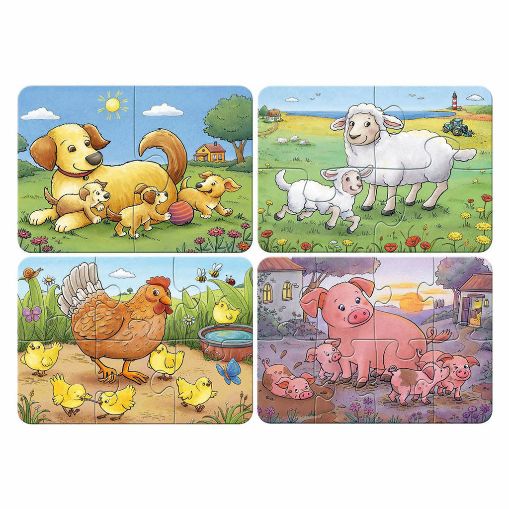 Ravensburger Puzzle – Meine ersten Puzzles – 4-in-1 Bauernhoftierfamilien