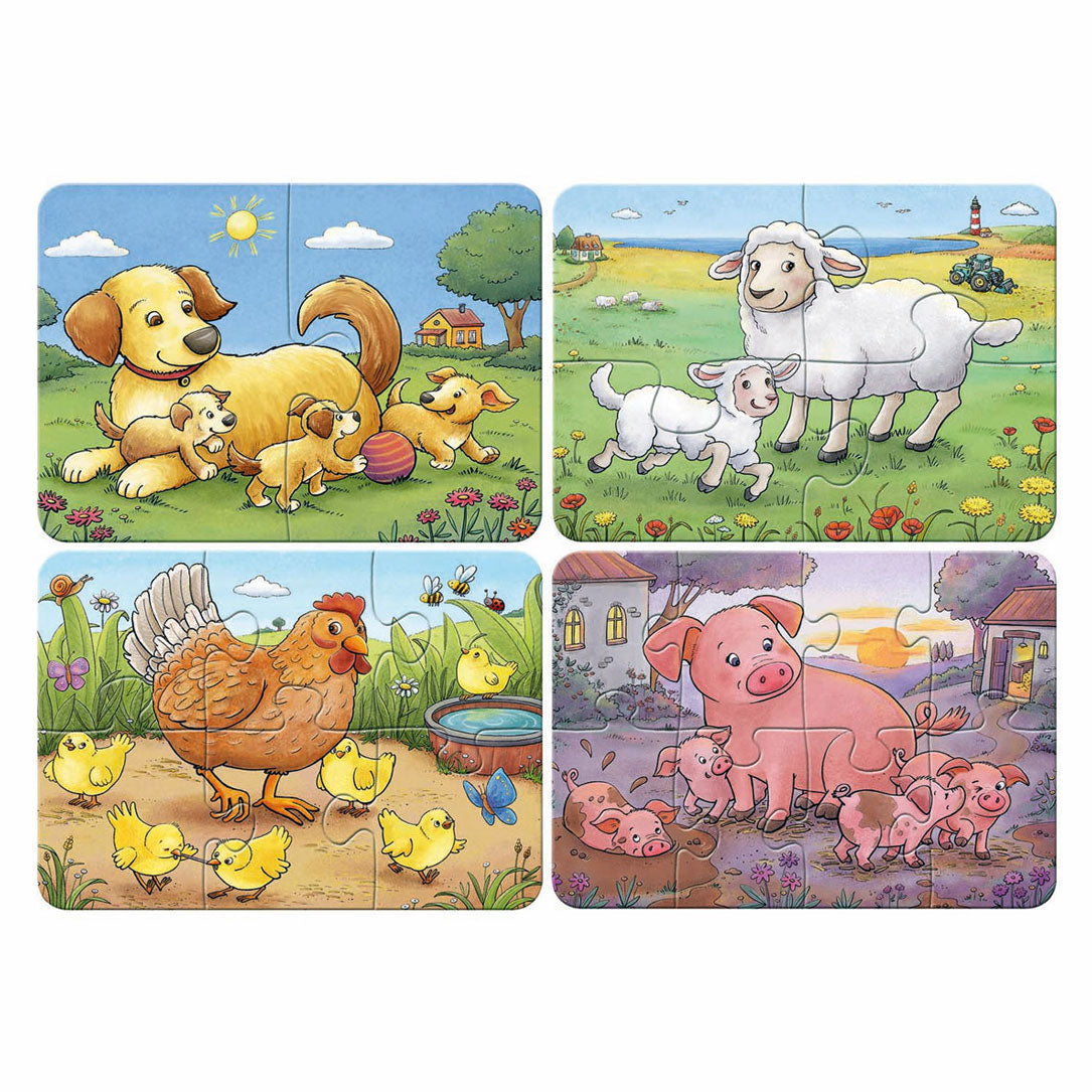 Ravensburger Puzzle – Meine ersten Puzzles – 4-in-1 Bauernhoftierfamilien