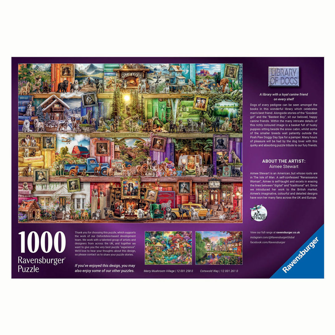 Ravensburger legpuzzel the library of dogs, 1000st.