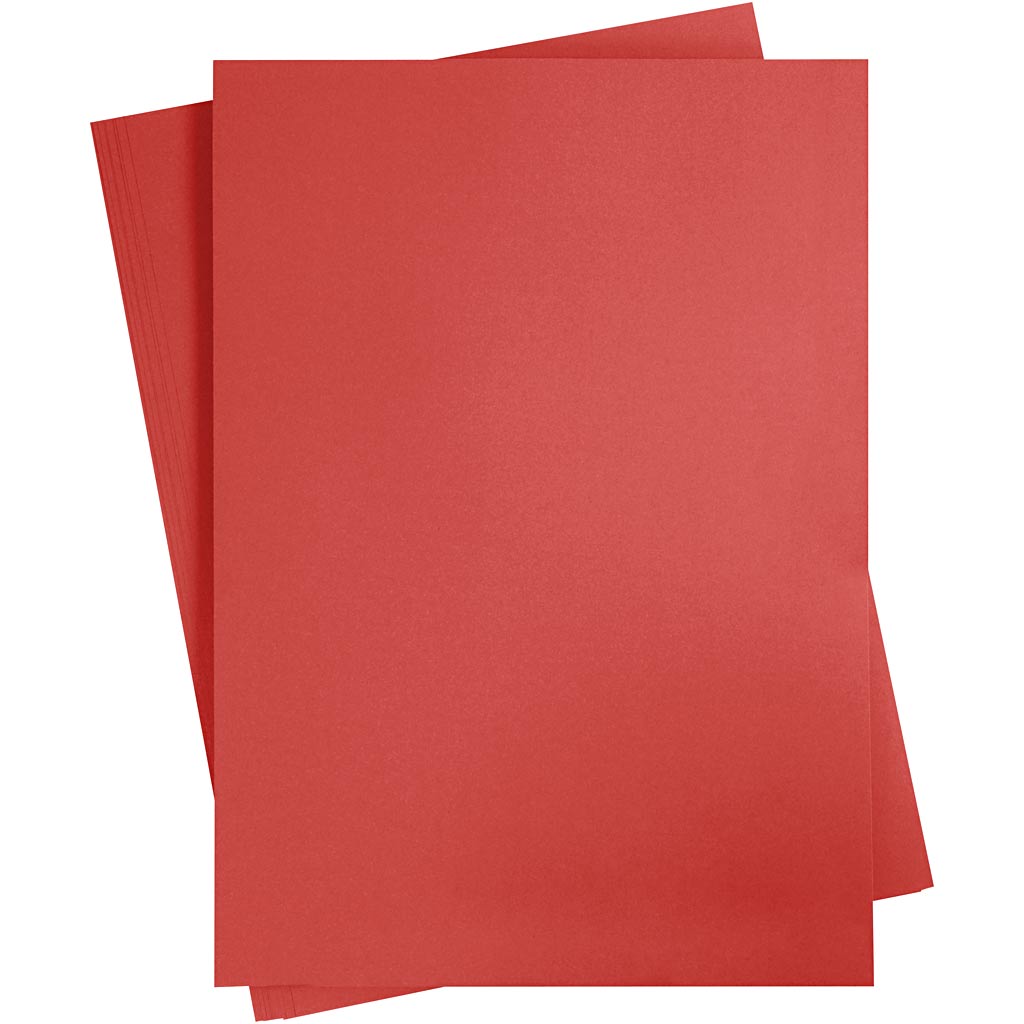 Gekleurd karton, a2, vel 420x594 mm, 180 gr, rood, 10 vel 1 doos