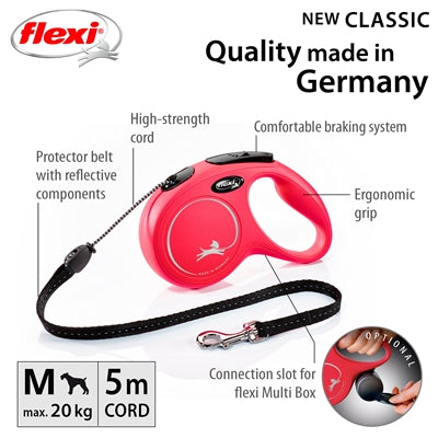 Flexi-Rollleine, klassische Kordel, rot