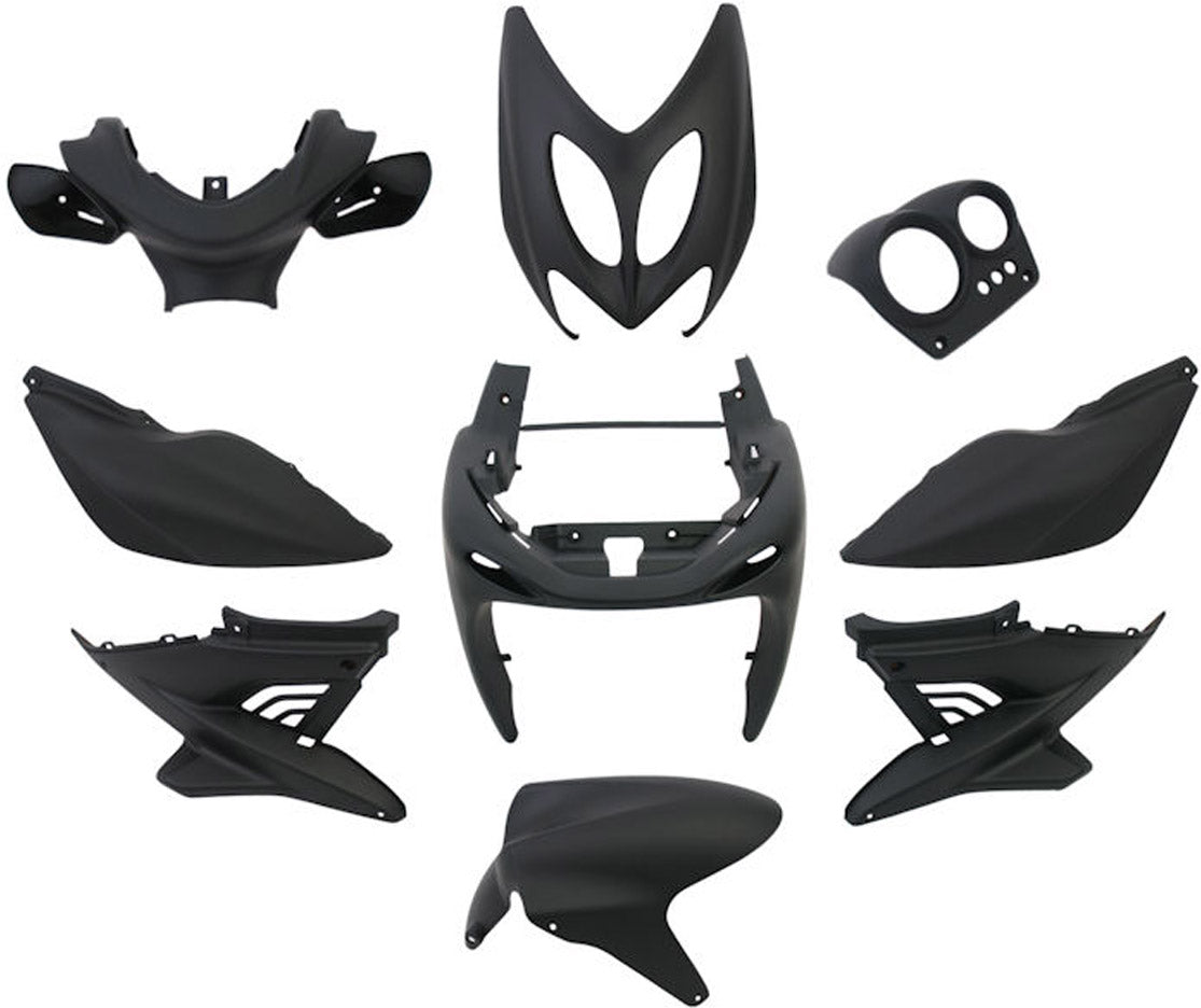 9-teiliges Kantenschutzplatten-Set für Yamaha Aerox bis 2014 – mattschwarz