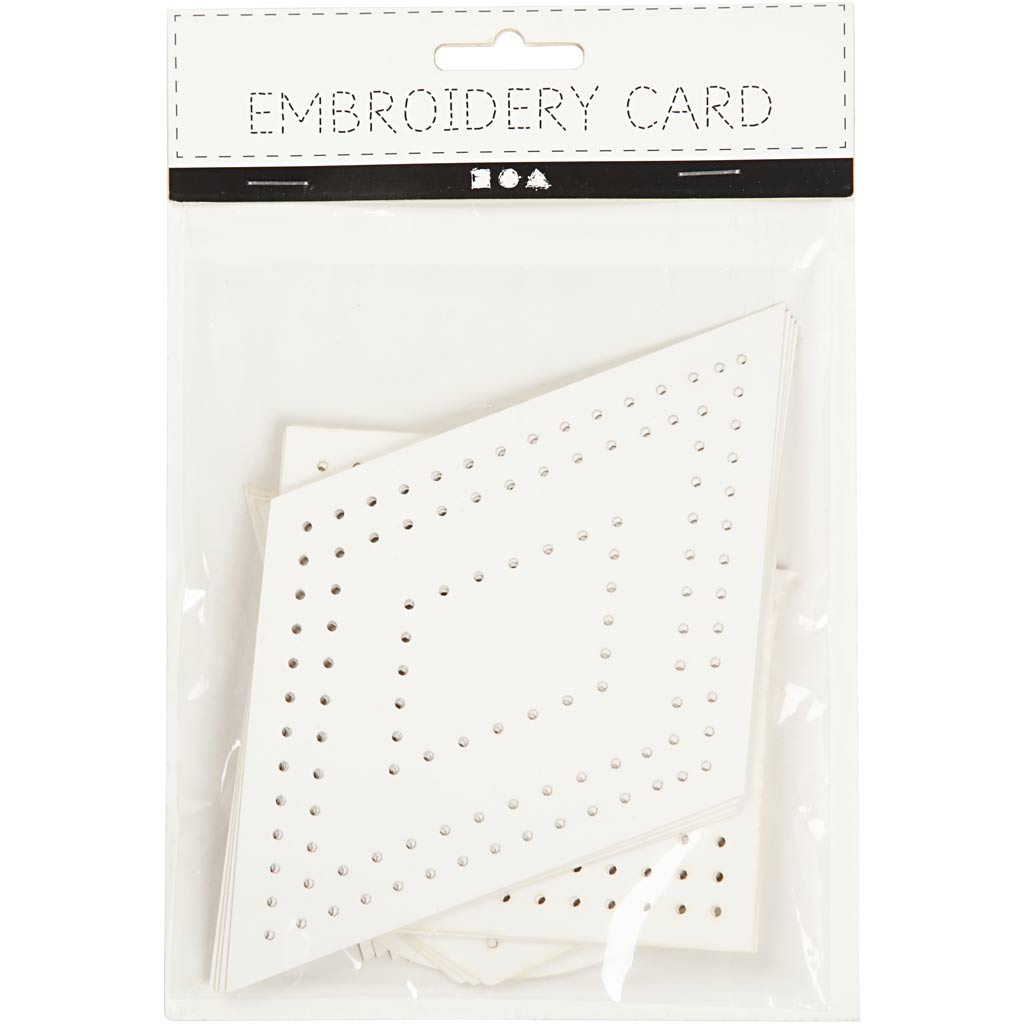 Creativ Company Kreuzstichkarton, geometrisch, Größe 10-17 cm, weiß, 20 Stück, 1 Schachtel