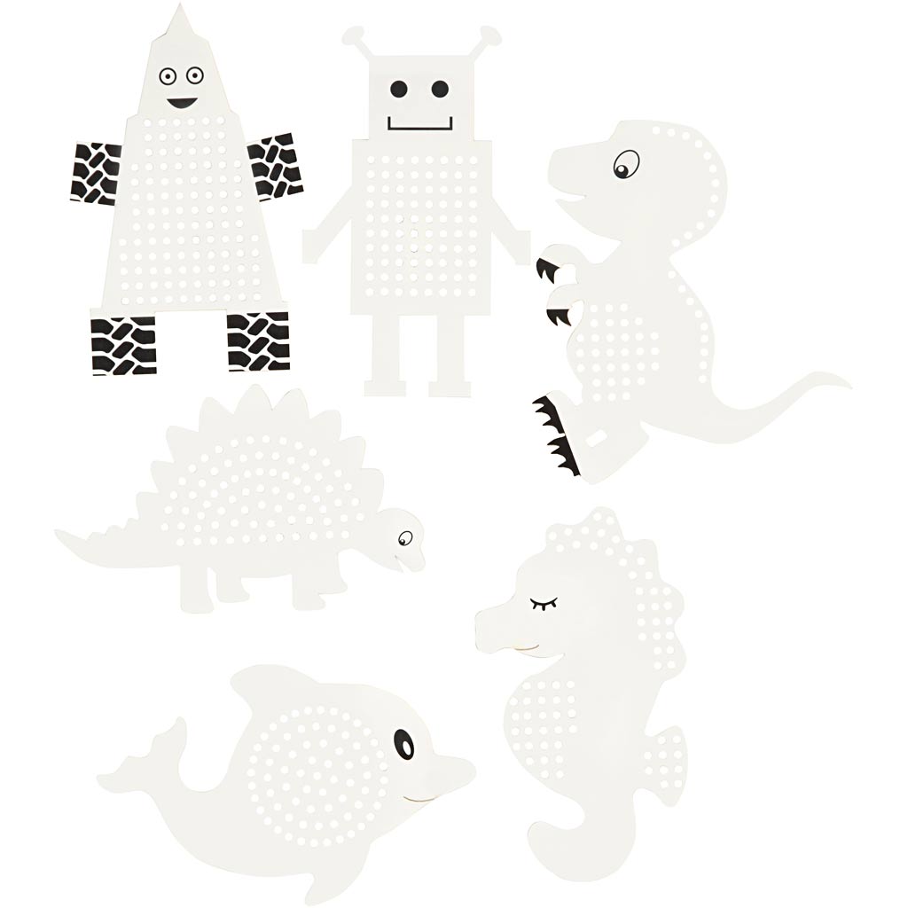 Creativ company borduurfiguren dieren en robots, 18dlg.