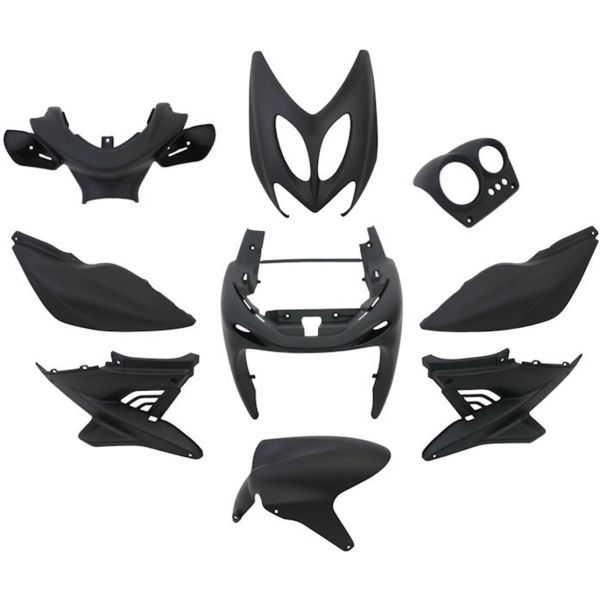 9-teiliges Kantenschutzplatten-Set für Yamaha Aerox bis 2014 – mattschwarz