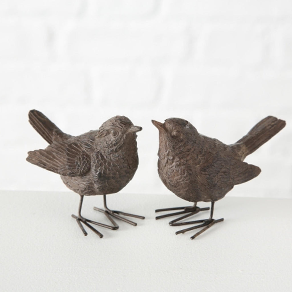 Boltze home beeldje vogel spatz h6cm kunsthars bruin