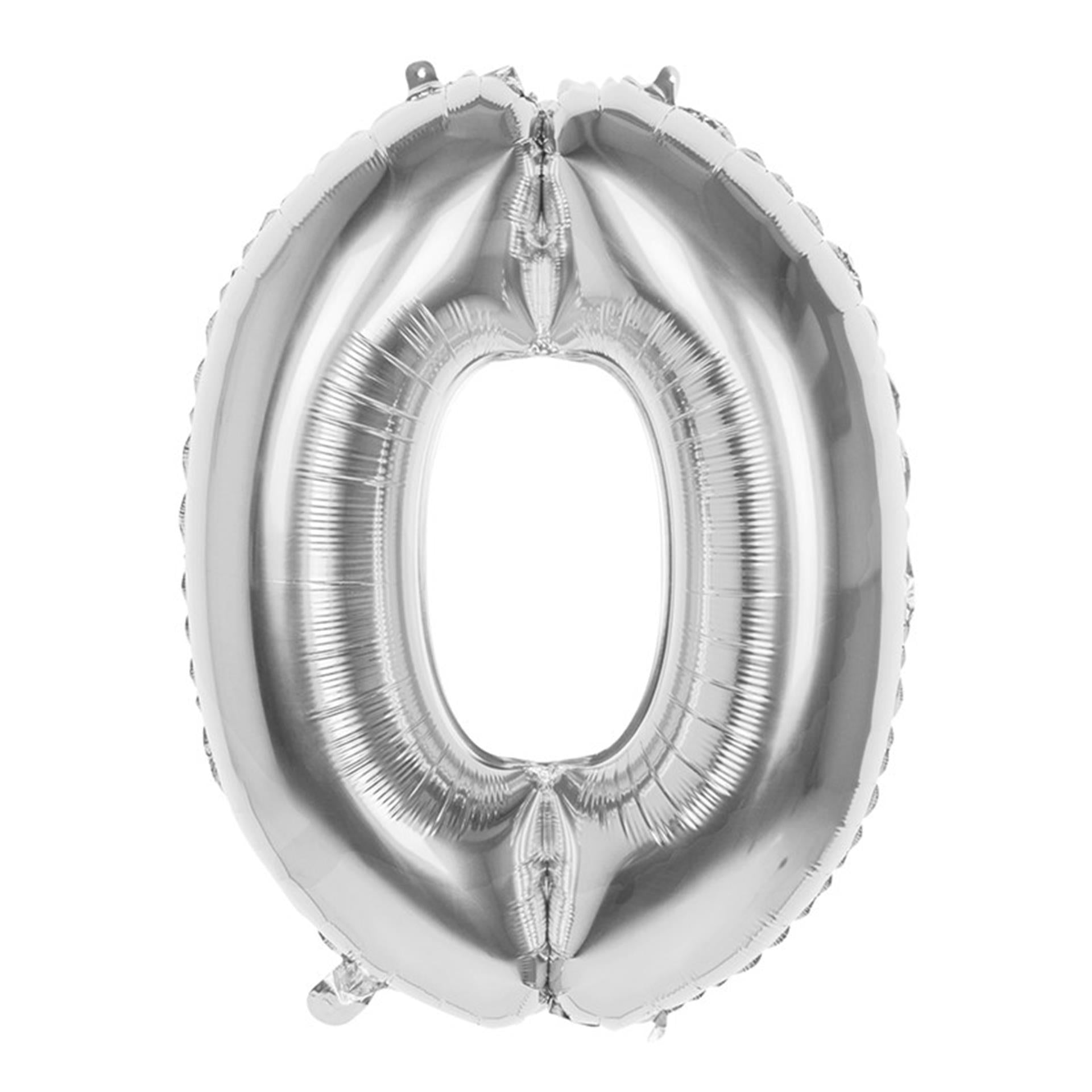 Boland folie ballon nummer '0' zilver 86cm