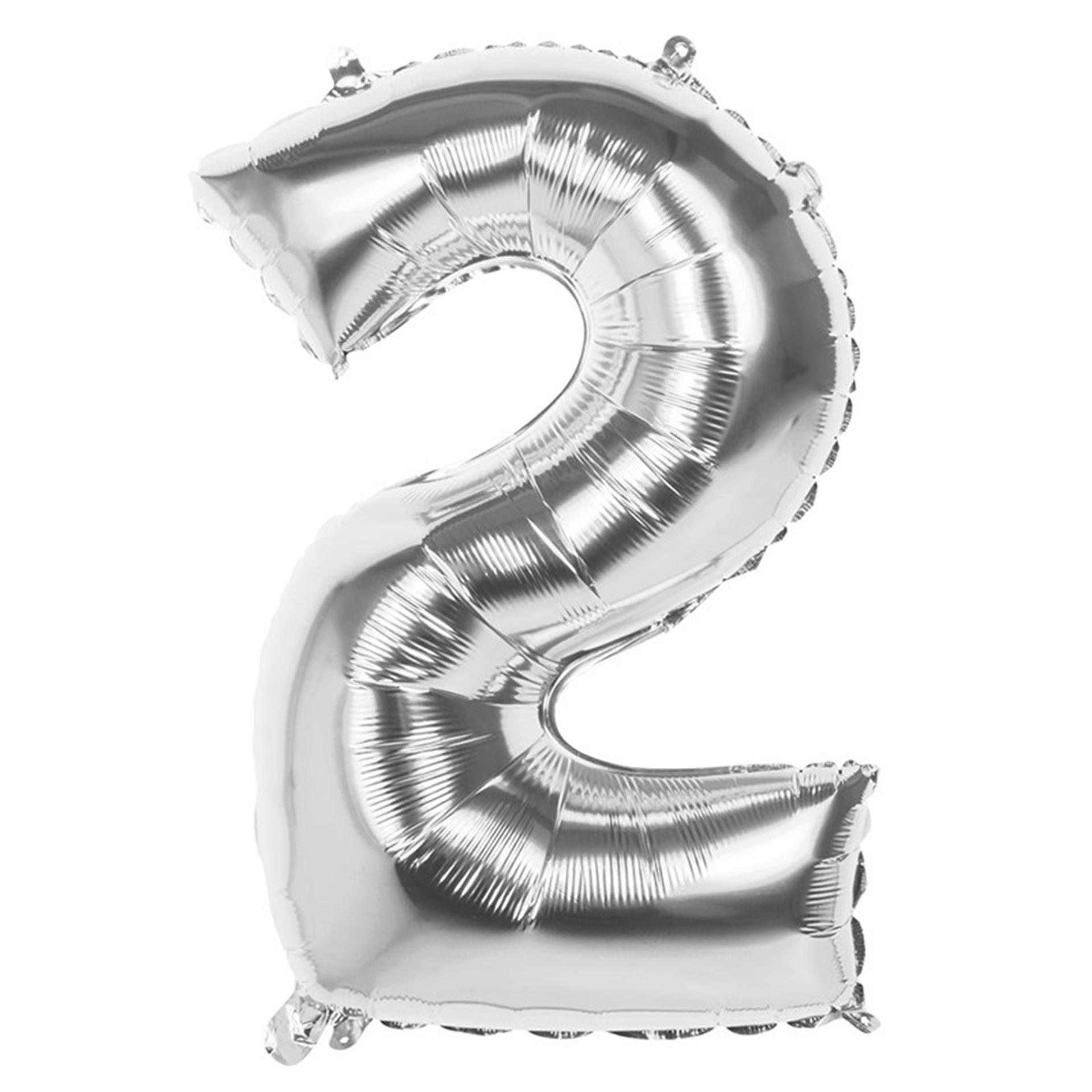 Boland folie ballon nummer '2' zilver 86cm