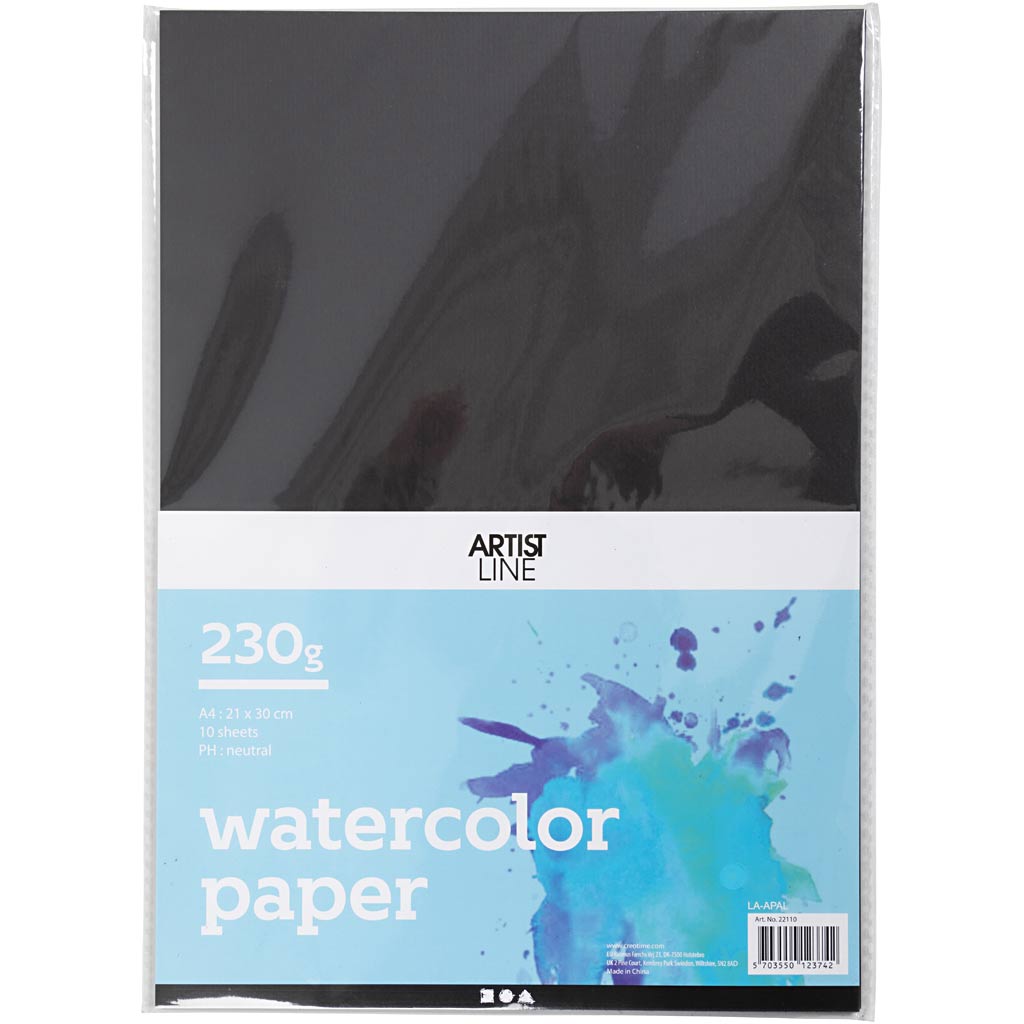 Creativ company aquarelpapier zwart a4 300gr, 10 vellen