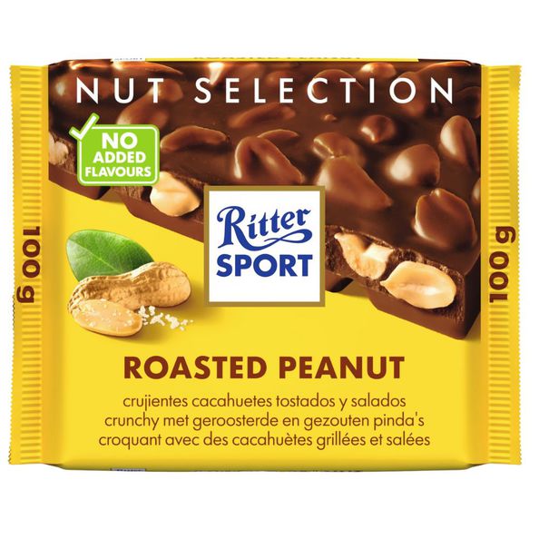Ritter sport melk chocolade met geroosterde licht gezouten pinda's 100 gr