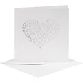 Kaart met envelop, afmeting kaart 13,5x13,5 cm, afmeting envelop 14,5x14,5 cm, 240+110 gr, wit, 5 set 1 doos
