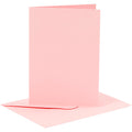 Kaarten en enveloppen, afmeting kaart 10,5x15 cm, afmeting envelop 11,5x16,5 cm, 110+220 gr, roze, 6 set 1 doos