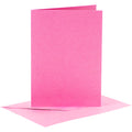 Kaarten en enveloppen, afmeting kaart 10,5x15 cm, afmeting envelop 11,5x16,5 cm, 110+220 gr, roze, 6 set 1 doos