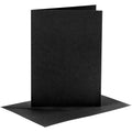 Kaarten en enveloppen, afmeting kaart 10,5x15 cm, afmeting envelop 11,5x16,5 cm, 110+230 gr, zwart, 6 set 1 doos