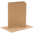 Kaarten en enveloppen, afmeting kaart 10,5x15 cm, afmeting envelop 11,5x16,5 cm, 110+230 gr, naturel, 6 set 1 doos