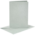 Kaarten en enveloppen, afmeting kaart 10,5x15 cm, afmeting envelop 11,5x16,5 cm, parelmoer, 120+210 gr, zilver, 4 set 1 doos