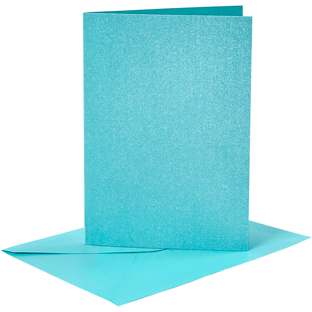 Kaarten en enveloppen, afmeting kaart 10,5x15 cm, afmeting envelop 11,5x16,5 cm, parelmoer, 120+210 gr, blauw, 4 set 1 doos