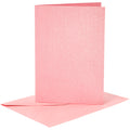 Kaarten en enveloppen, afmeting kaart 10,5x15 cm, afmeting envelop 11,5x16,5 cm, parelmoer, 120+210 gr, roze, 4 set 1 doos