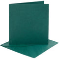 Kaarten en enveloppen, afmeting kaart 15,2x15,2 cm, afmeting envelop 16x16 cm, 230 gr, donkergroen, 4 set 1 doos