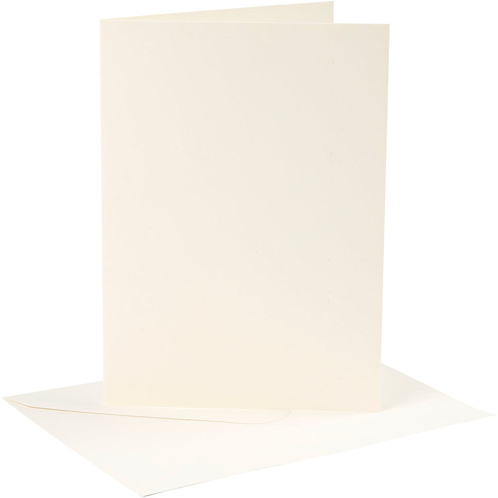 Kaarten en enveloppen, afmeting kaart 12,7x17,8 cm, afmeting envelop 13,3x18,5 cm, 220 gr, off-white, 4 set 1 doos