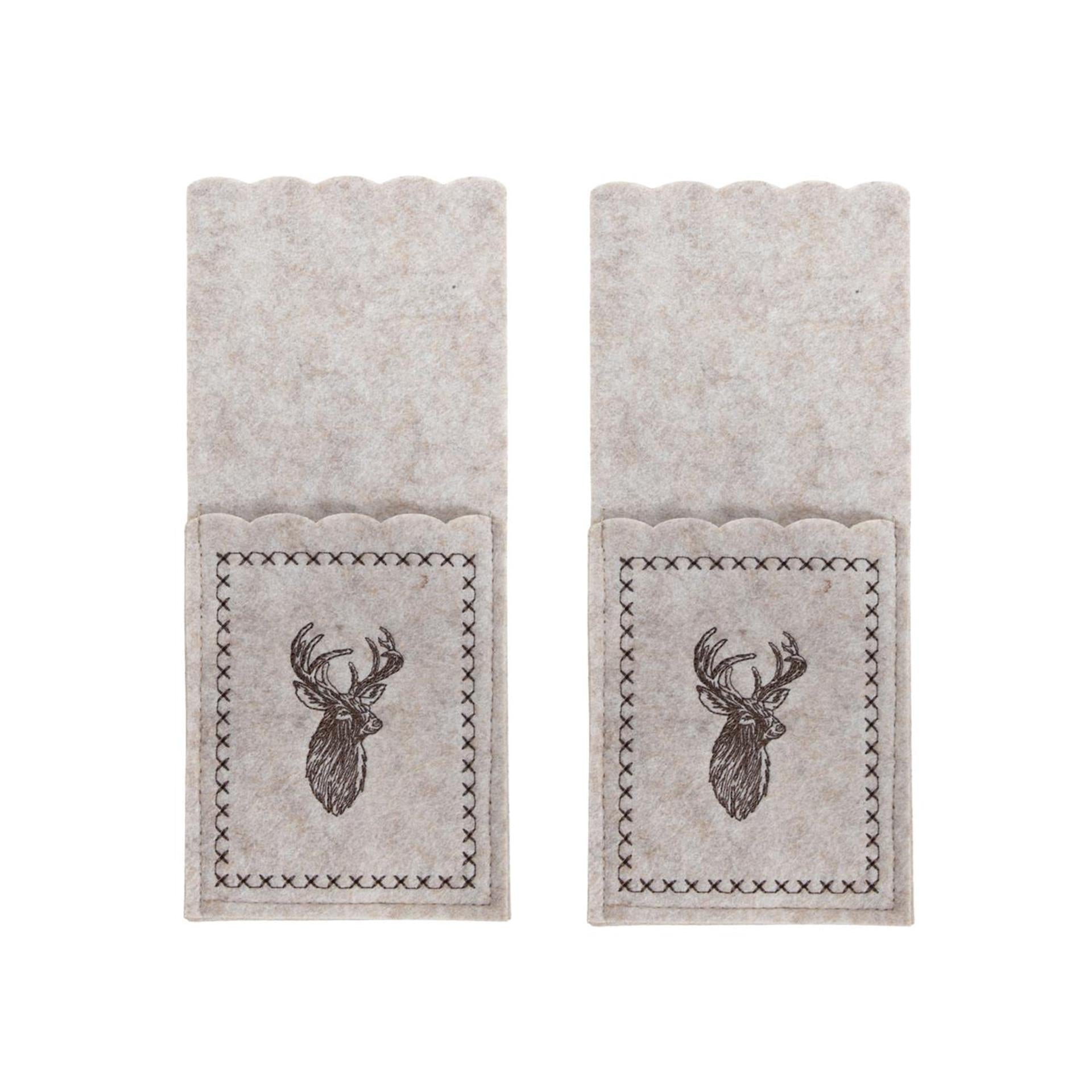 Svenska living bestekzakje rendier vilt beige set a 2 stuks 23x10cm