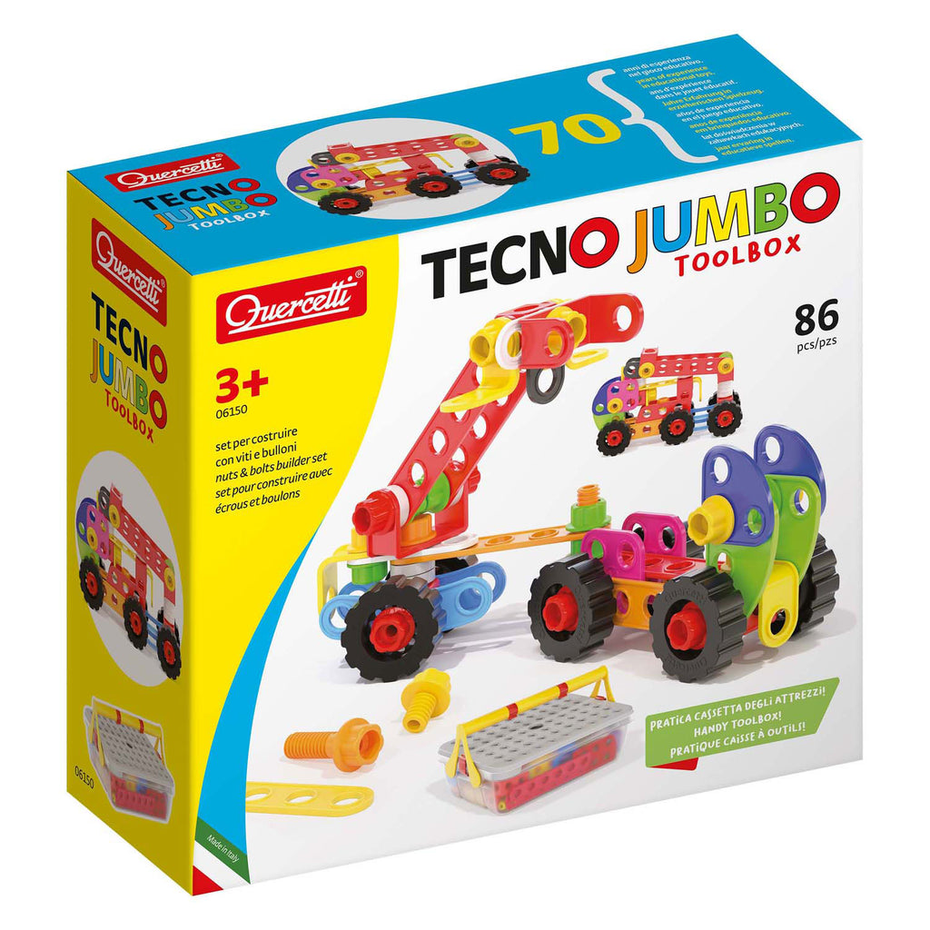 Quercetti tecno jumbo met opopslagbox, 84dlg.
