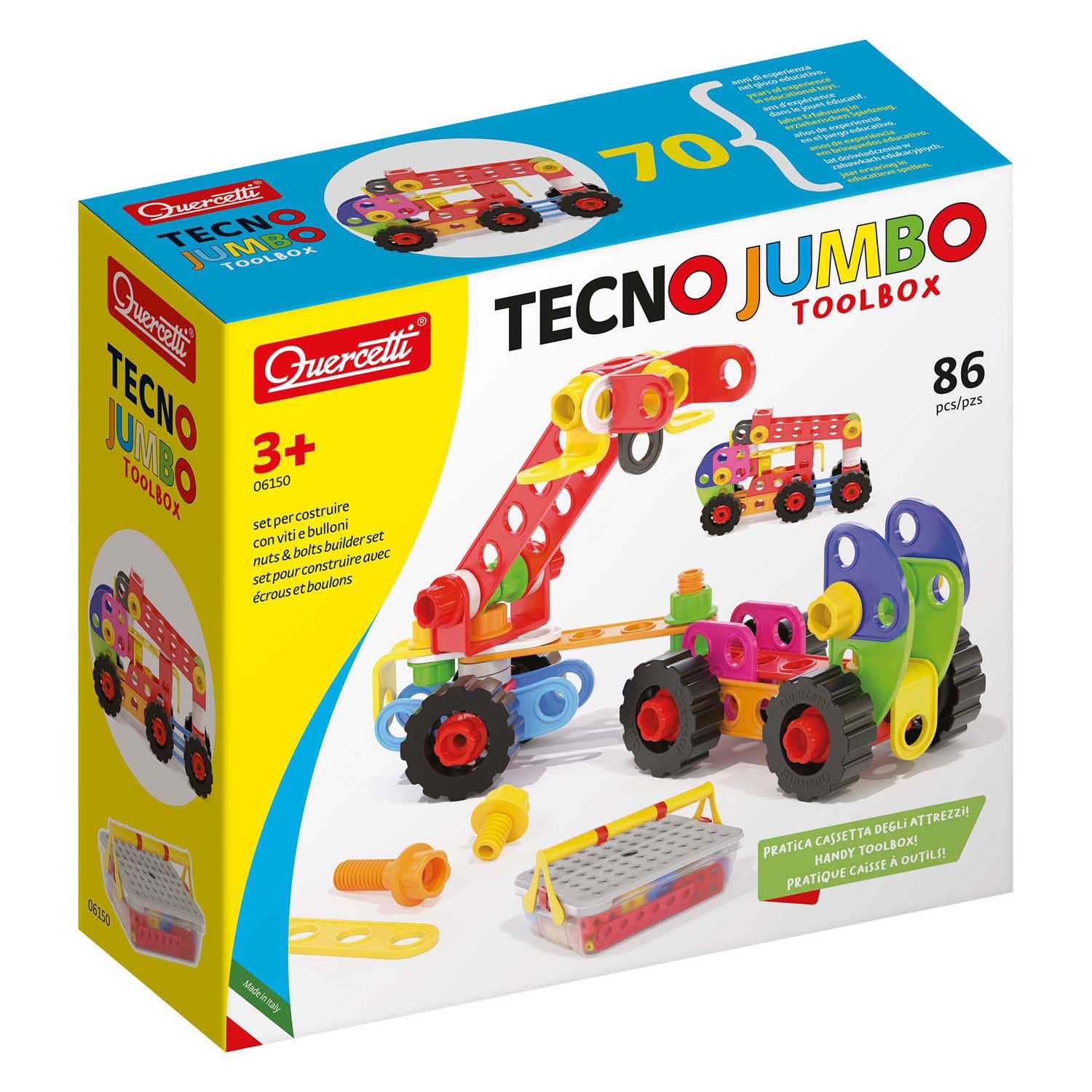 Quercetti tecno jumbo met opopslagbox, 84dlg.
