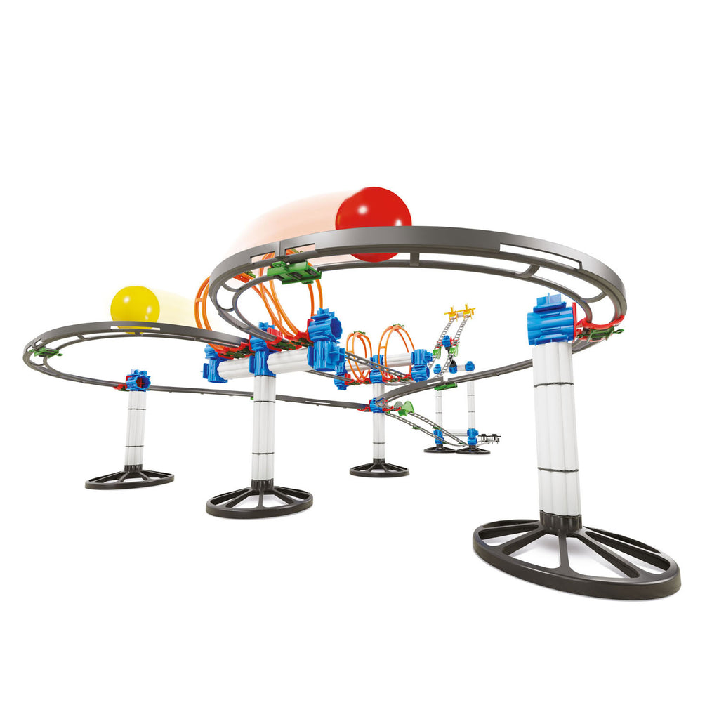 Quercetti knikkerbaan skyrail league 7,5 meter racebaan speelgoed.