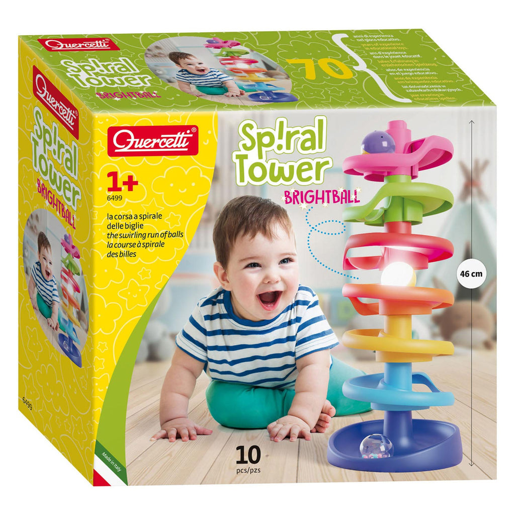 Quercetti Spiralkugelturm mit Leuchtkugel, 10 Stück.
