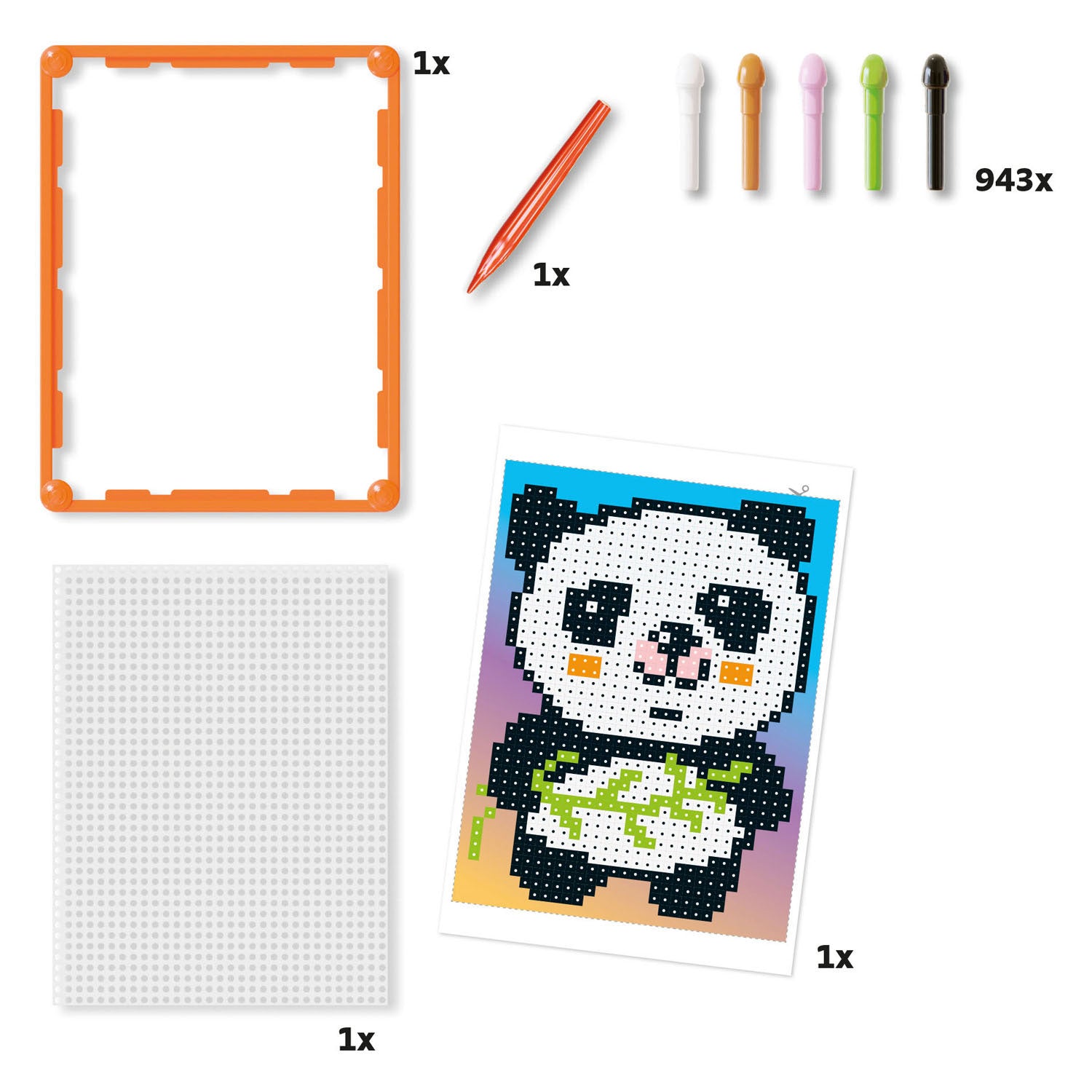 Quercetti Pixel Art Basic Panda, 946 Teile.