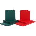 Kaarten en enveloppen, afmeting kaart 15x15 cm, afmeting envelop 16x16 cm, 110+230 gr, groen, rood, 50 set 1 doos