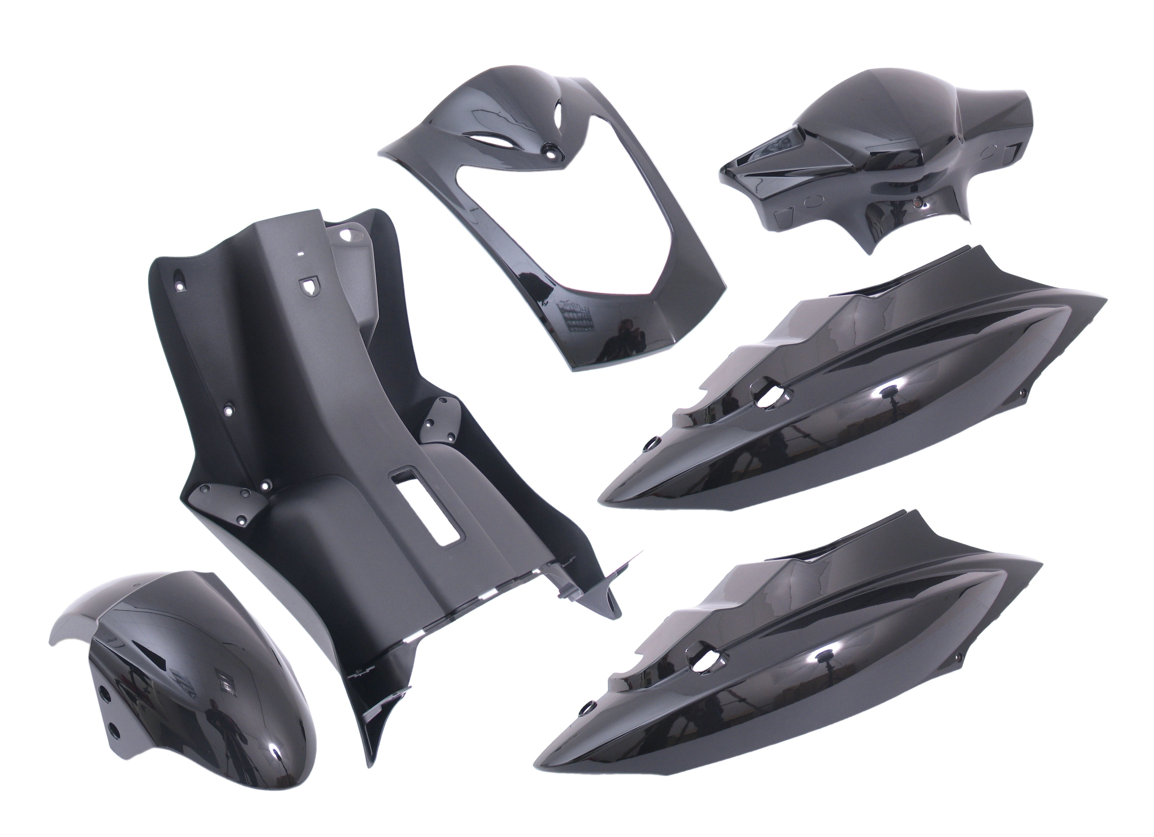 7-teiliges Edge-Sitzset für Kymco Agility 10- und 12-Zoll-Pferde mit einteiligem Zweisitzer-Sitz – Metallic-Schwarz