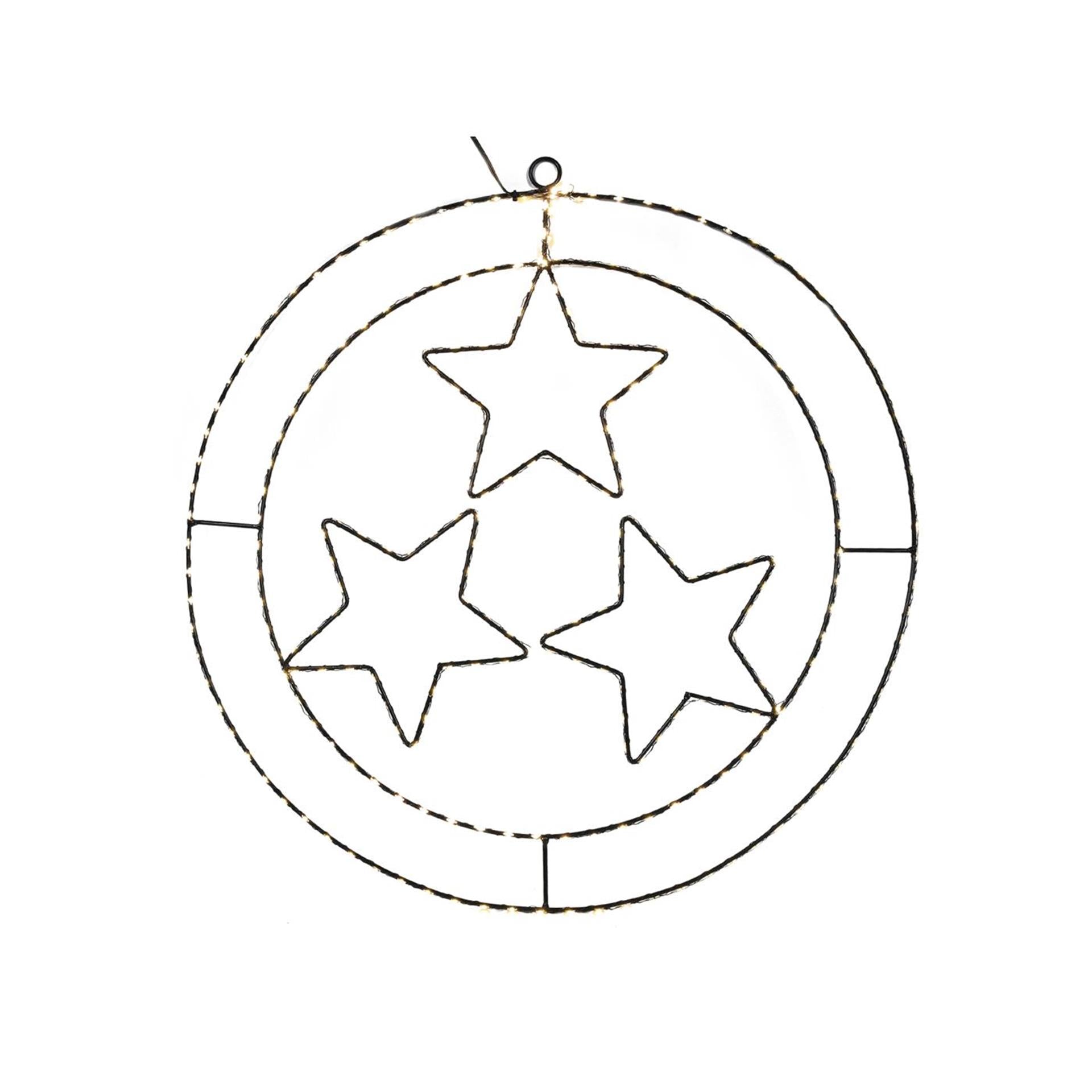 Svenska living led kersthanger ring sterren zwart 50cm