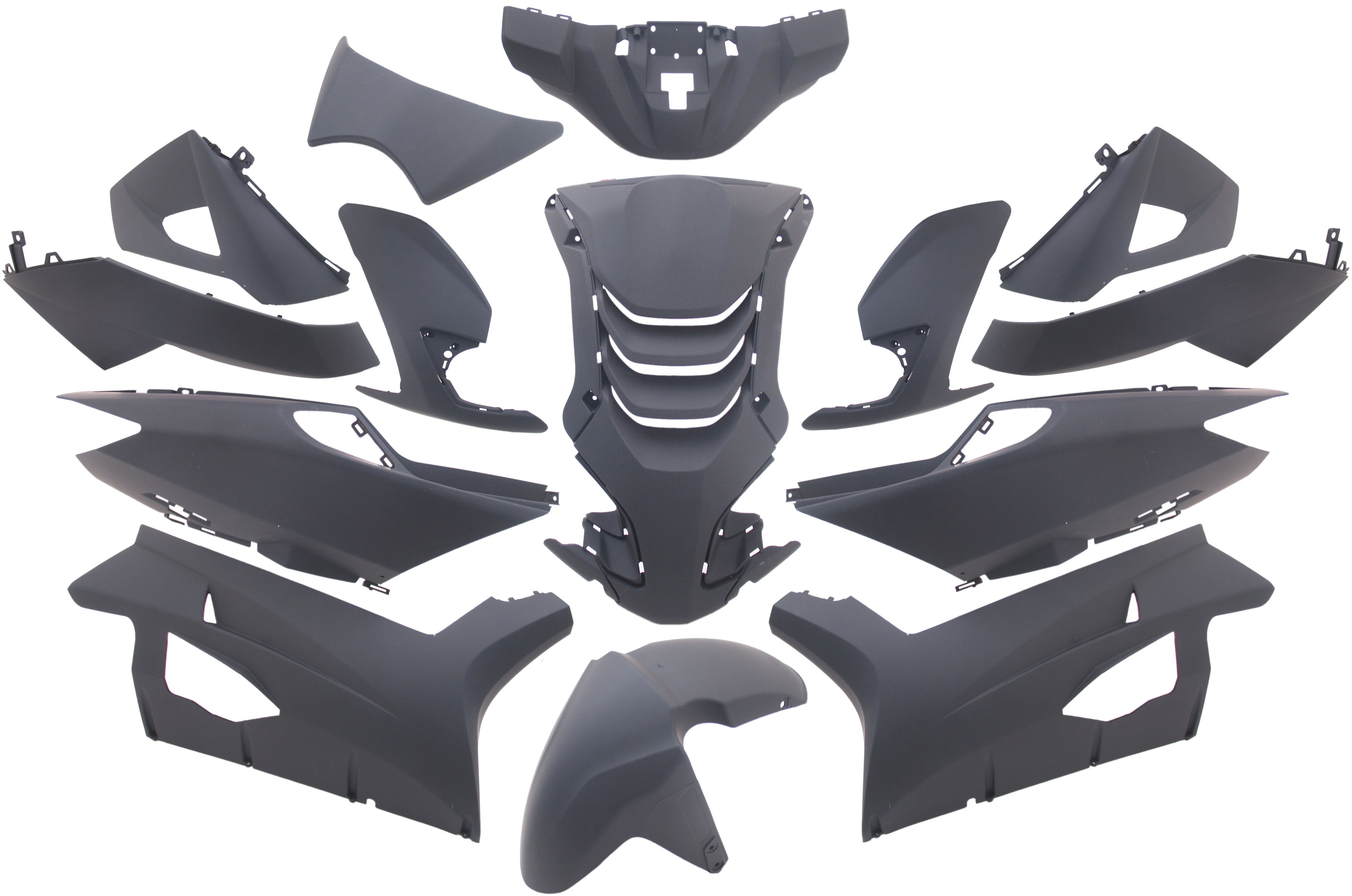 14-teiliges Kantenschutz-Set für Peugeot Speedfight 4 – mattschwarz
