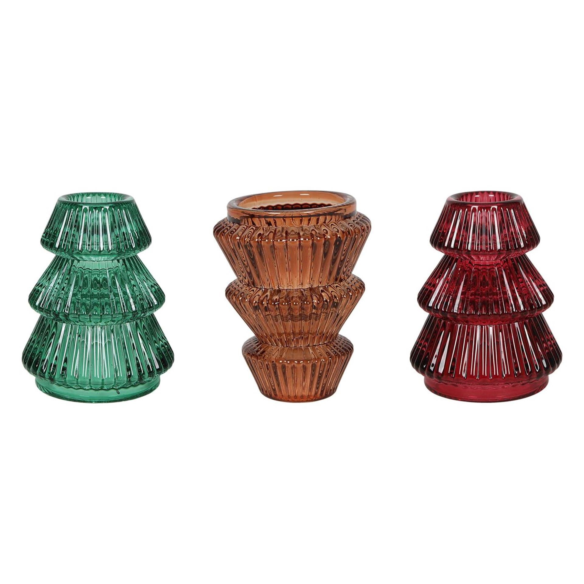 Svenska living kandelaar kerstboom 2-way glas ø6,5x8cm