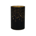 Svenska living decoratieve lantaarn van glas 14cm led zwart goud met sterren timer (exclusief 3 x aa batterij )