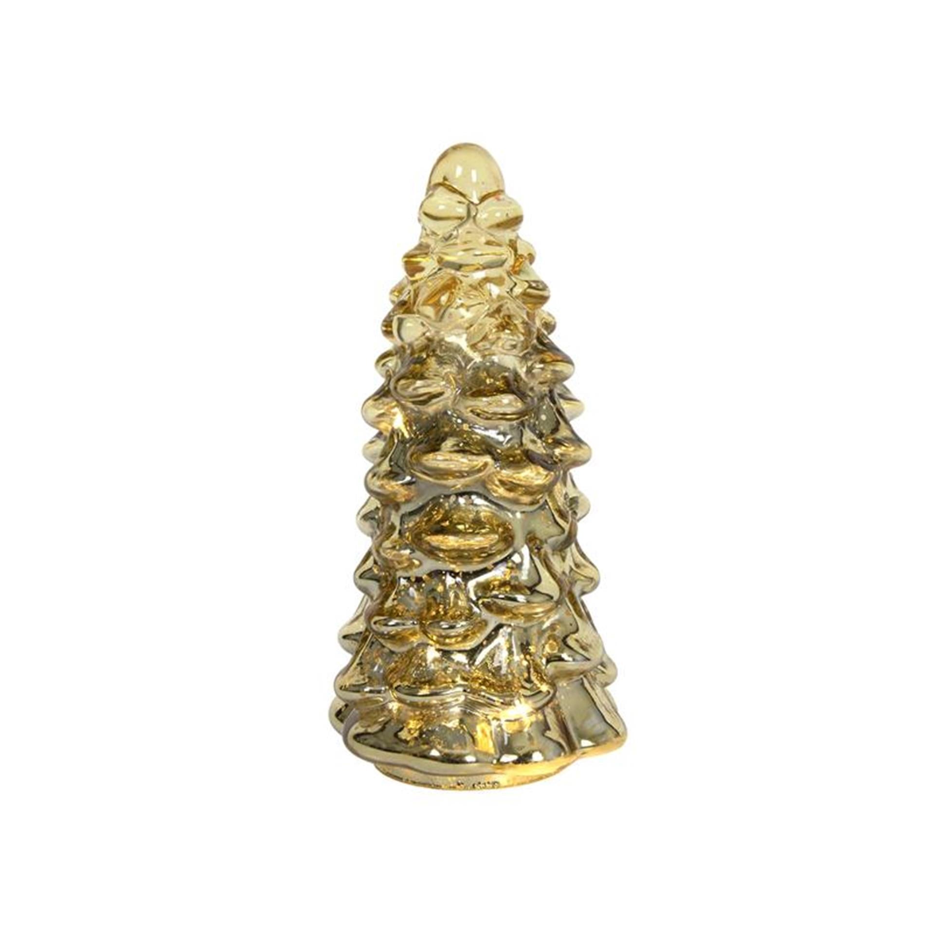 Svenska living beeld kerstboom glas led goud 20cm
