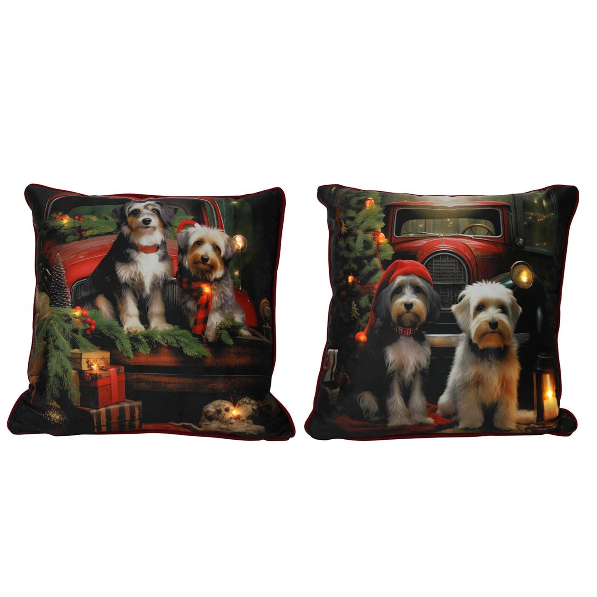 Svenska living led kerst kussen honden 2xaa 40x40cm