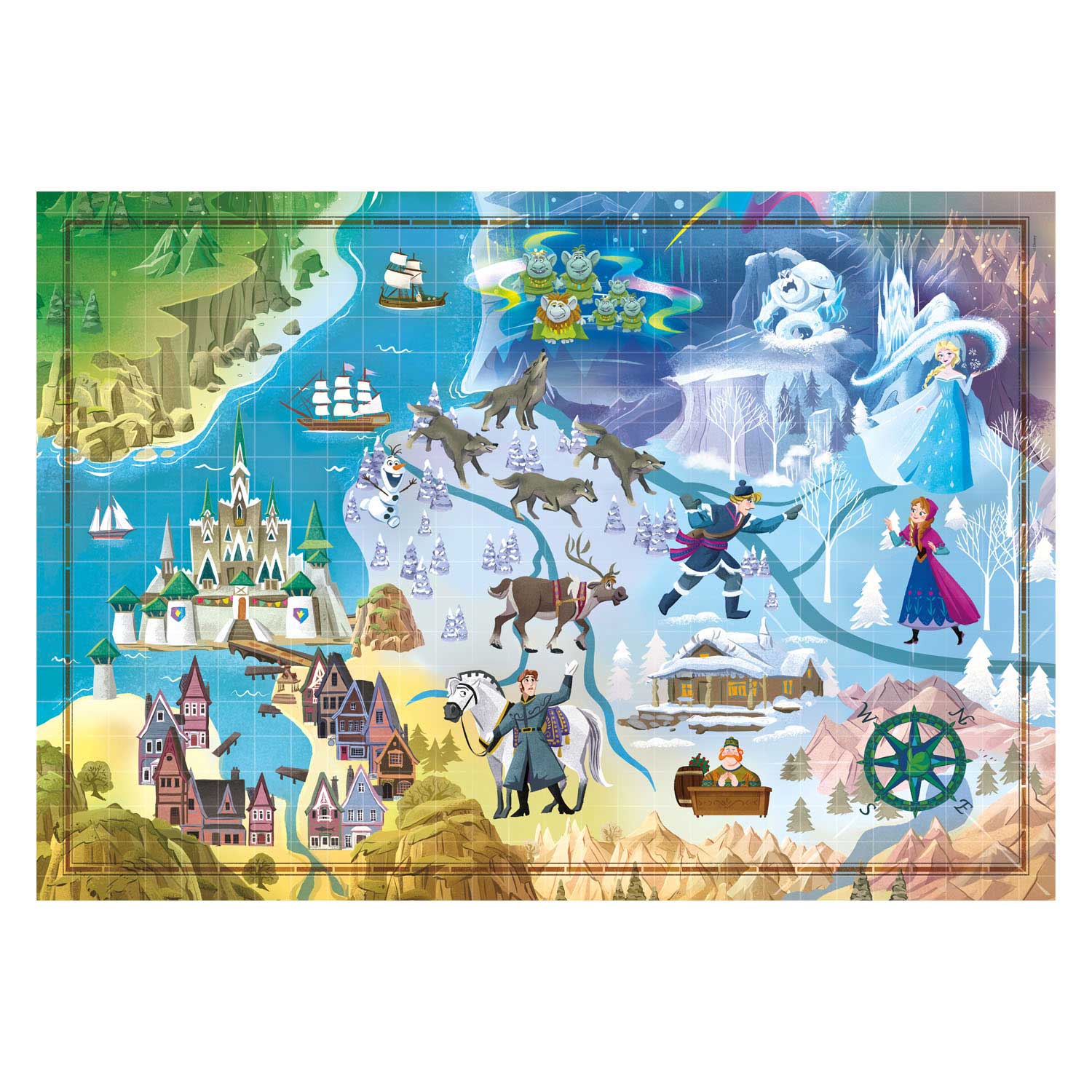 Clementoni Weltkartenpuzzle Disney Die Eiskönigin, 1000 Teile.