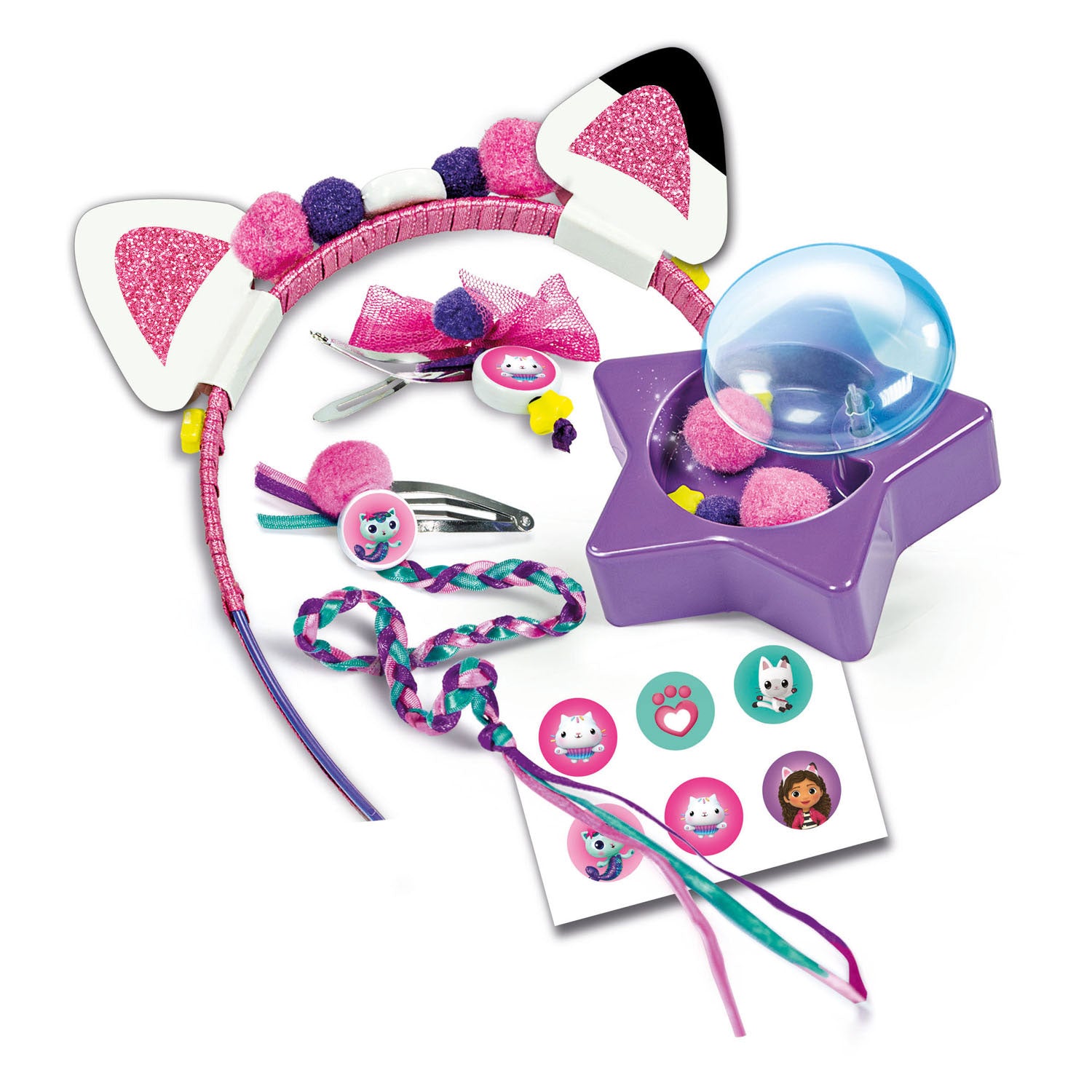 Clementoni - haaraccessoires voor kinderen - gabby's dollhouse - creatieve set - versier je eigen haaraccessoires - vanaf 4 jaar