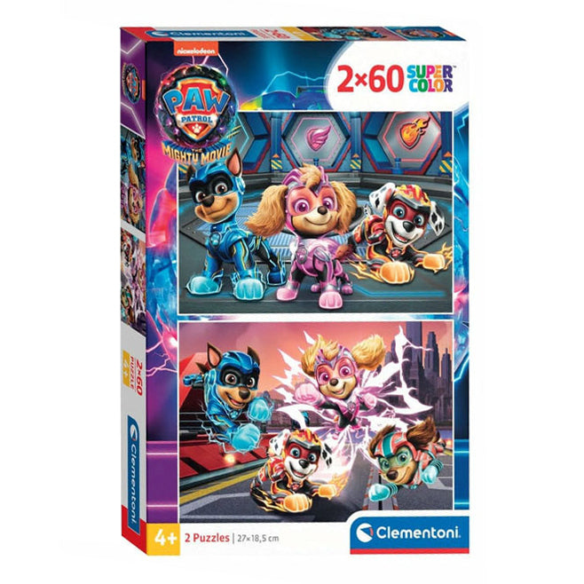 Clementoni legpuzzel super color paw patrol the mighty movie, 2x60st.