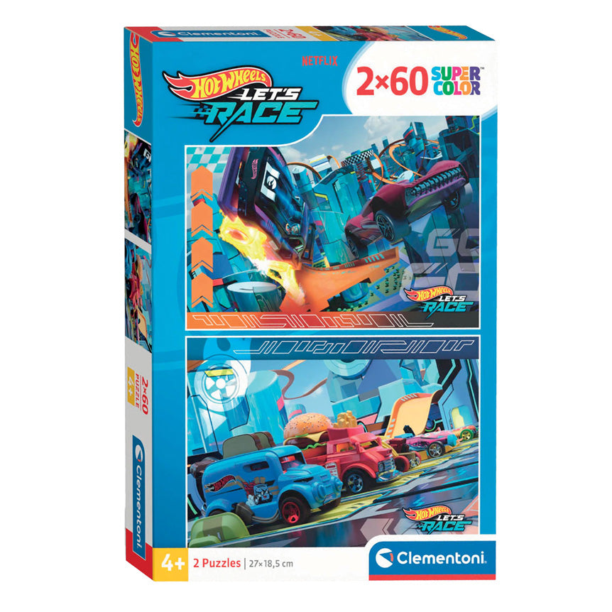 Clementoni Puzzle Super Color Hot Wheels, 2x60 Teile.