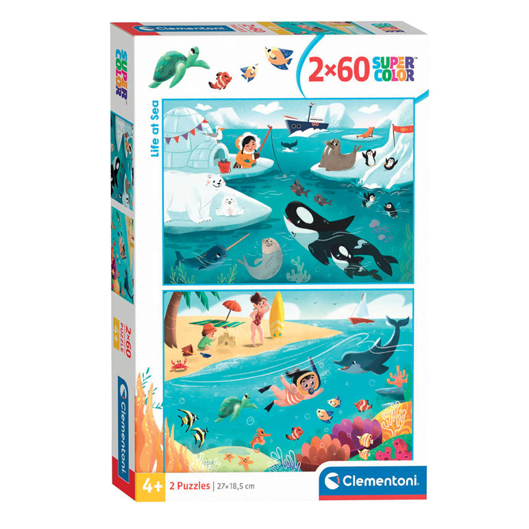 Clementoni Puzzle Super Color Leben auf See, 2x60 Teile.