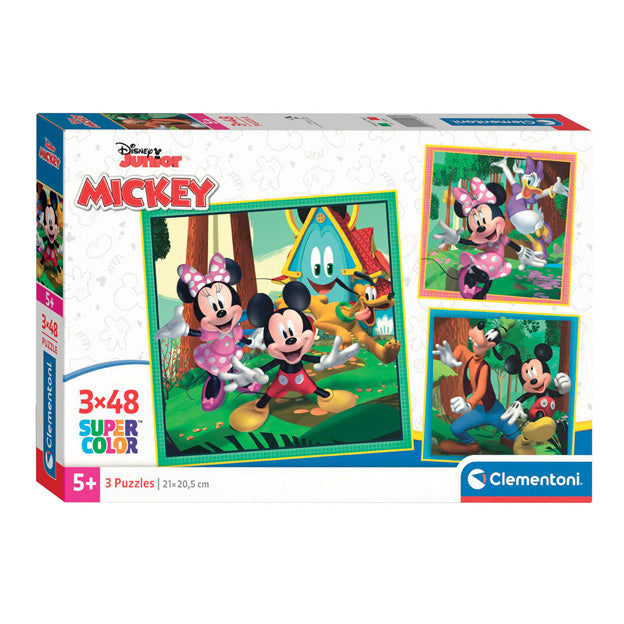 Clementoni Puzzle Super Color Square Mickey und Freunde, 3x48 Teile.